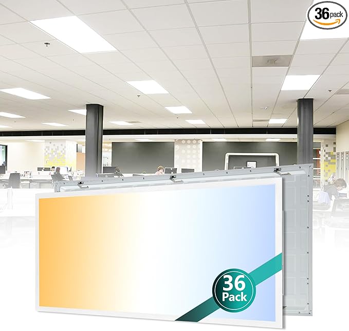 VocgoUU 2x4 LED Flat Panel Light, 36 Pack, Selectable 40W/50W/60W, 3000K/4000K/5000K/6000K, 0-10V Dimmable, ETL Certified, 6600LM, Drop Ceiling Office Lighting