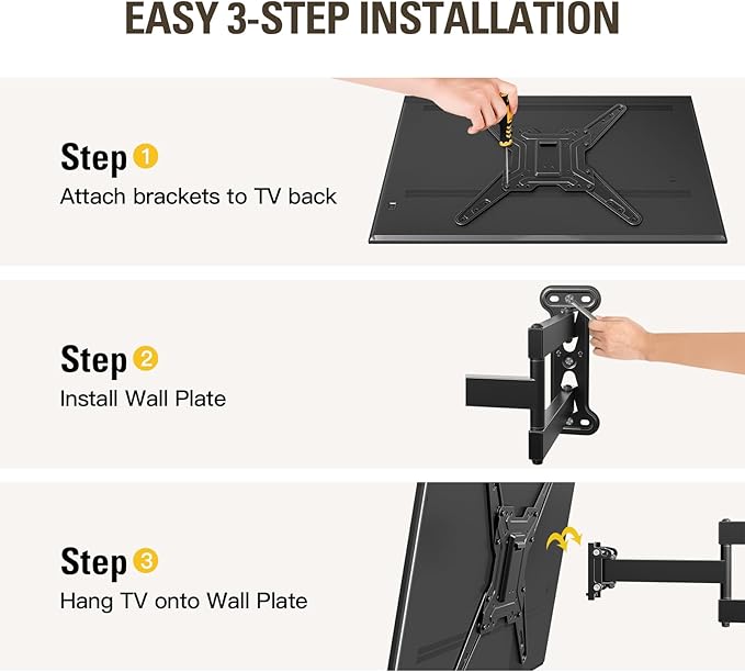 Mounting Dream TV Wall Mount Bracket for Most of 26-55 Inch LED, LCD, OLED and Plasma Flat Screen TV with Full Motion Swivel Articulating Arm up to VESA 400x400mm and 60 lbs, MD2393-MX