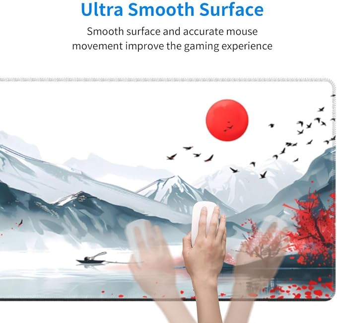 CANFLASHION Desk Pad,Office Desk Mat 31.5"×11.8" Large Gaming Mouse Pad,Durable Extended Computer Mouse Pad,Waterproof Thick Big Mouse Pads Non-Slip Rubber Base Office Home Japanese Mountain Sunset