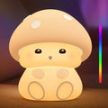 ICARER FAMILY Mushroom Night Light, White Silicone Night Lamp, Touch Control with 30/60 min Dimmble, 3 Brightness Levels, 7 Color Changing, LED Night Lights, USB-C Rechargeable, Gifts for Girls Boys