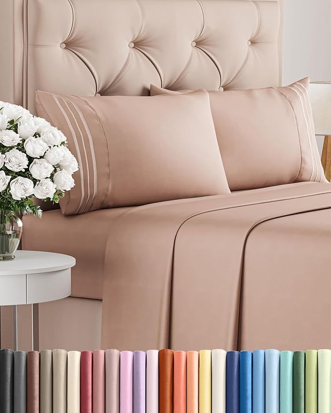 Cal King Size 4 Piece Sheet Set - Comfy Breathable & Cooling Bed Sheets Set - Hotel Luxury Bedding for Women, Men, Kids, Teens, Boys & Girls - Deep Pockets, Ultra-Soft, Wrinkle Free - Oeko-Tex - Mauve