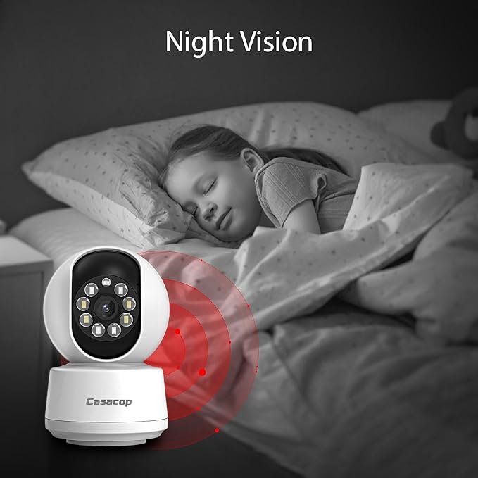 Smart Security Camera, 1080p Home Security Camera, Pan & Tilt 2.4Ghz Indoor IP Camera, with Person, Vehicle, Animal Detection, Phone App 2-Way Audio, Compatible with Alexa and Google Assistant
