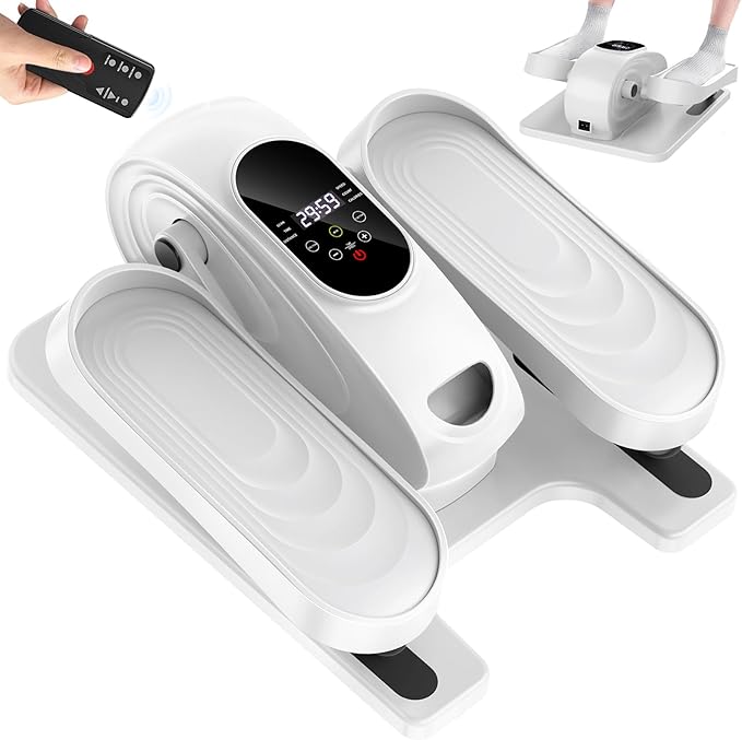DamKee Under Desk Elliptical Exercise Machine, Electric Ellipse Leg Exerciser as Seen on TV, 15 Speeds Foot Exerciser While Sitting for Seniors, Portable Seated Pedal Exerciser for Home Office