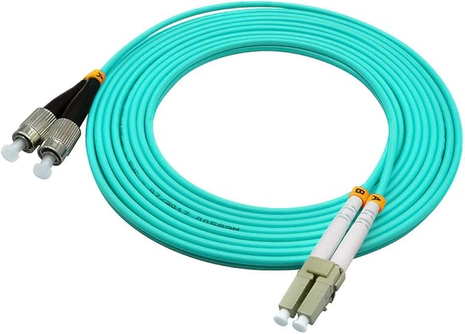 Jeirdus 1Meter 3ft LC to FC Duplex 50/125 10G OM3 Multi-Mode Fiber Optic Cable Jumper Optical Patch Cord LC-FC