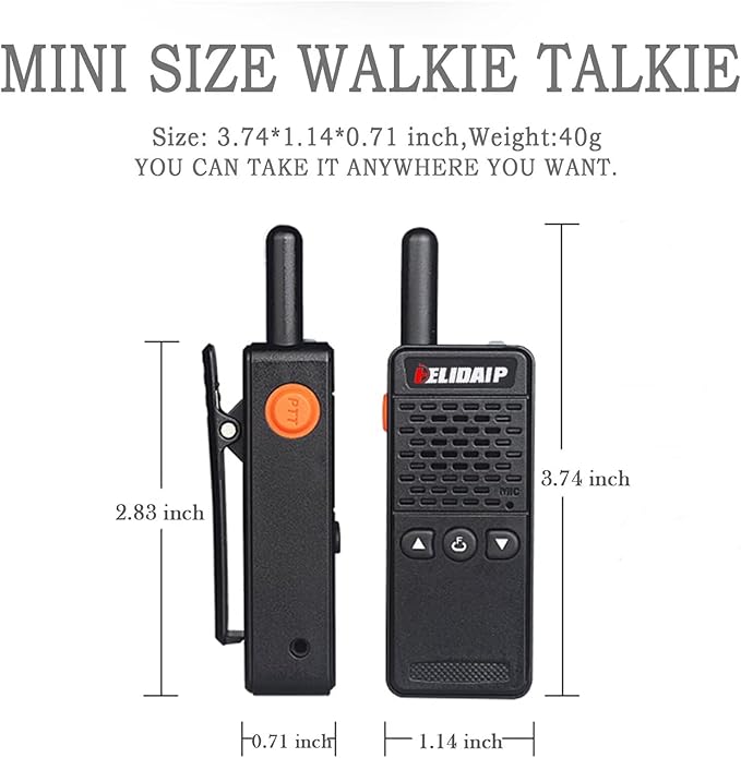 ELIDAIP T-M2 Super Mini Walkie Talkies for Adults,Rechargeable Walkie Talkies,Portable Two Way Radios for Restaurant,Camping,Running,Hotels,Hiking,Supermarket,Shopping Malls,White 2 Pack
