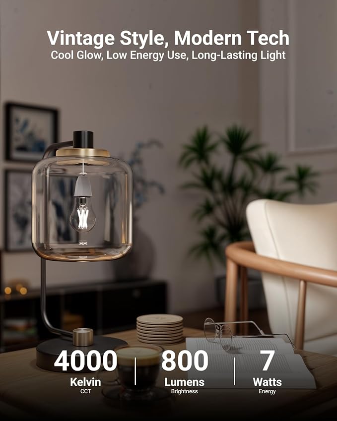 Sunco 40 Pack A15 Light Bulb LED, Edison Style Bulb, Dimmable Vintage Filament Lighting, 800 LM, 7W (60W Equivalent), 4000K Cool White, E26 Medium Base, Wet Rated UL.
