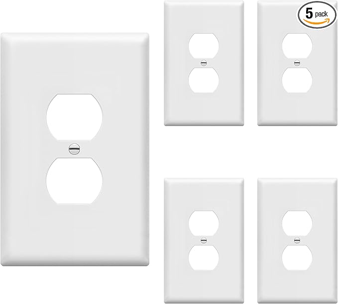 ENERLITES Jumbo Duplex Receptacle Outlet Wall Plate, Large Electrical Outlet Covers, Over-Size 1-Gang 5.5" x 3.5", Polycarbonate Thermoplastic, 8821O-W-5PCS, White (5 Pack)