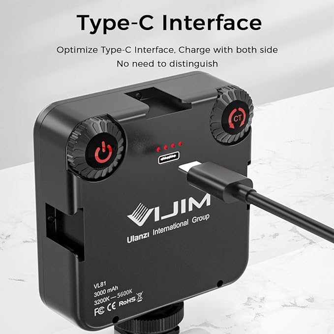 ULANZI VL-81 3000mAh Bi-Color LED Video Light w Softbox - 3200K-5600K+CRI95 Rechargeable Camera Light, 3 Cold Shoe Mount for DSLR/GoPro/Sony/Canon/iPhone, Vlog Filming TikTok Live & Photography