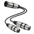 MOSWAG XLR Splitrer 1 Male to 2 Female, (0.25m/0.82 Feet) 3 Pins Dual XLR Female to Male Y Splitter with zinc Alloy Metal connectors for Mixer/Speaker/MlC, PVC Balanced Audio Cable