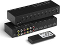 ZUZONG 4 AV to HDMI Converter + 4 HDMI2.0 Switcher(2 in 1) 4 Way RCA Composite to HDMI Adapter Support 4:3/16:9 Switching for N64 NGC WII Xbox PS2/3/4/5 DVD Xbox Series/ONE Switch/OLED