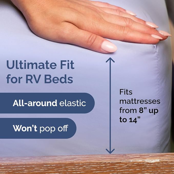 RV Short Queen Sheet Set 60 X 75 - 4 Piece RV Short Queen Bed Sheets - Soft, Breathable & Cooling - Designed for Bunks, Trailers & Campers - Fits 8” to 12" Mattress - Hotel Luxury Bedding - Lavender