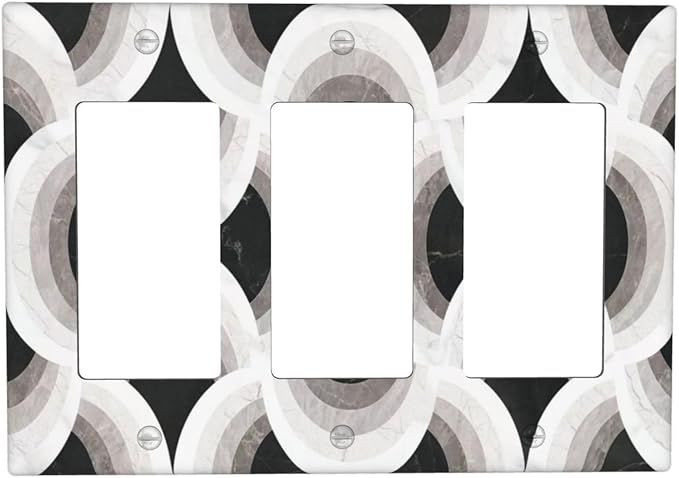 Bvtewkhz Black/White Art Marble 3 Gang Triple Rocker Decorative Light Switch Covers Electrical Faceplate Switch Plates for Bathroom Kitchen Home
