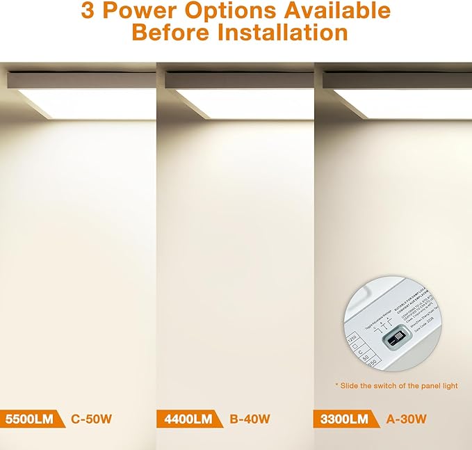 Mcacggo 4-Pack 2x4 FT LED Flat Panel Light Surface Mount 5000K-4000K-3000K Switchable & 0-10V Dimmable, 30W-40W-50W Selectable, Flush Mount Ceiling Lights 24x48 inch, ETL Listed, 100-277V, White