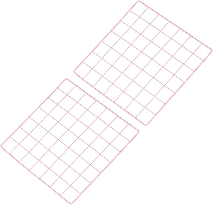 PATIKIL 14"x14" Wire Grid Panel, 2 Pack Board Photo Pictures Memo Display Grid Panels Hanging Organizer Wall Decorative Panel for Home Office Wedding, Pink