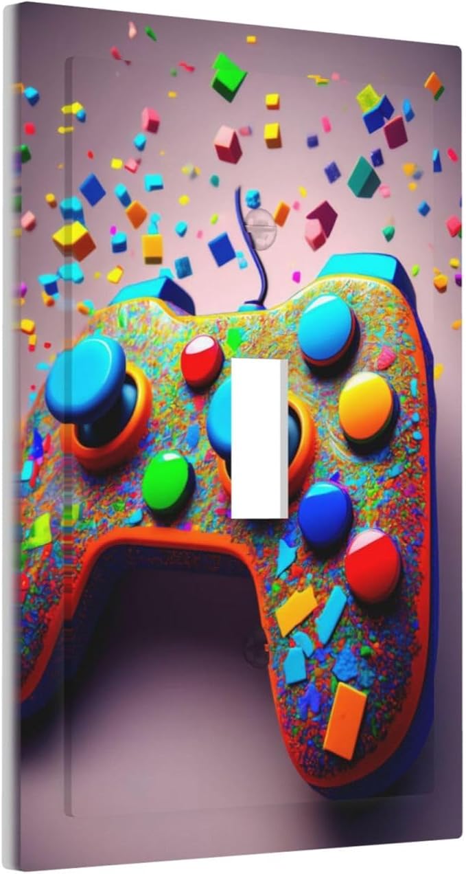 Bvtewkhz Videos Game Controller 1 Gang Single Toggle Decorative Light Switch Covers Electrical Faceplate Switchplates for Bathroom Kitchen Home