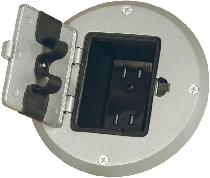 RACO 6239SS Floor Kit with Recessed Duplex 15A TR Device and Adjustable Steel Box, 1-Gang, Stainless Steel