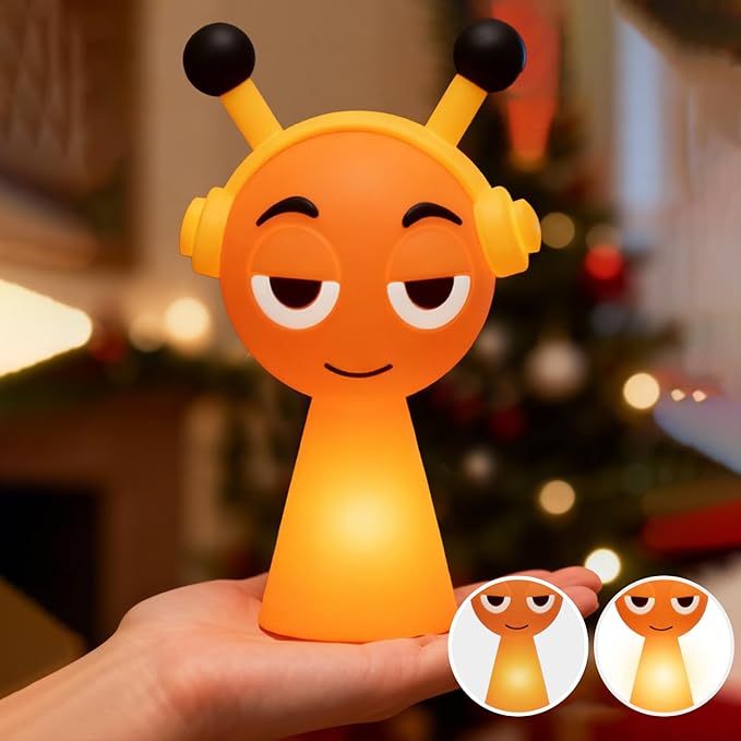 FlyPigInk Tap Night Light for Kids, Cute Ambient Lamp with 2 Brightness Levels, Eye-Caring Warm White LED, Rechargeable Nursery Light with Type-C Fast Charging, Durable Blow-Molded Design