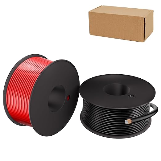 18 Gauge Electrical Wire 2 Pack Total 300ft-Black 150 ft and Red 150 ft Soft Flexible Copper-Clad Aluminum(CCA) 18 AWG PVC Wire for Lamp, Household Appliances RC Toys, Models, Auto, Electronics
