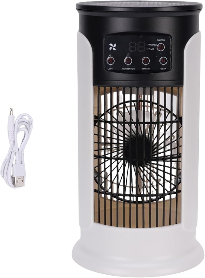 JTLB Portable Air Conditioner Fan Quiet 3 in 1 with 6 Fan Speeds Evaporative Air Cooler for Desktop, USB, 8H Timer, Cooling, Humidification,