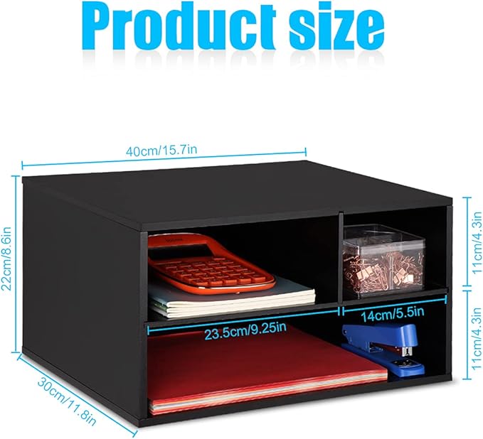 EMERIT Printer Stand Shelf with Storage Wood Desk Paper Organzier for Home/Office,Printer Riser, 2 Tire