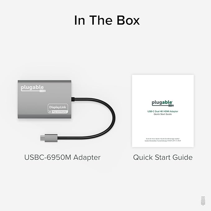 Plugable USB C to HDMI Adapter, Dual Monitor 4K 60Hz for Apple Mac M1/M2/M3, DisplayLink Multiple Displays for Thunderbolt MacBook or iMac, Driver Required (USBC-6950M)