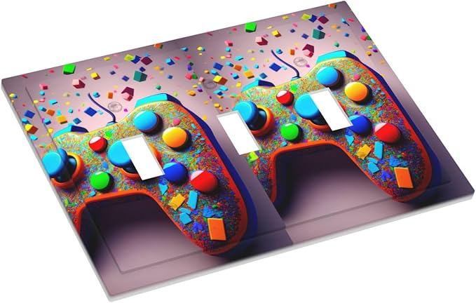 Bvtewkhz Videos Game Controller 3 Gang Triple Toggle Decorative Light Switch Covers Electrical Faceplate Switchplates for Bathroom Kitchen Home