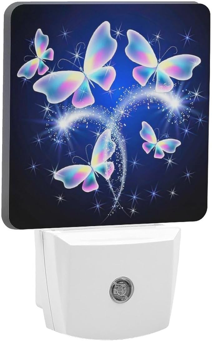 YKJAHSD Butterfly Night Light, Plug into Wall Decor Nightlights for Bedroom, Bathroom, Hallway, Kitchen, with Dusk to Dawn Light Auto Sensors LED Night Lights for Boys Girls Women Men Room Gifts