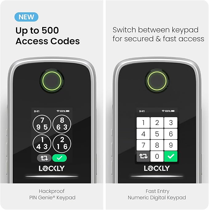 Lockly Smart Lock Secure Pro (2026 Latest Version),Fingerprint Door Lock, Keyless Entry, Built-in Wi-Fi Latch, PIN Genie Keypad (Silver)