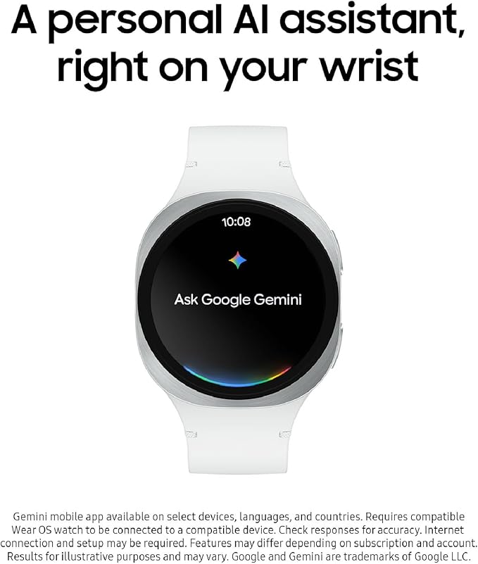 Samsung Galaxy Watch 8 (2025) 44mm Bluetooth Smartwatch, Cushion Design, Fitness Tracker, Sleep Coaching, Running Coach, Energy Score, Heart Rate Tracking, Silver [US Version, 2 Yr Warranty]
