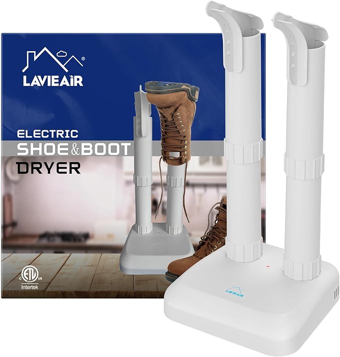 LAVIEAIR Boot Dryer Shoe Dryer for Work Boots Sneakers and Gloves, No Damage Ultra Low Temperature Drying, Fanless Noiseless Boot Warmer Deodorizer