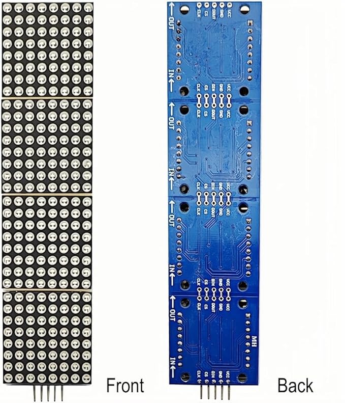 Yuuhseel 2PCS MAX7219 32x8 Dot Matrix LED Display Module 4 in 1 Common Cathode MCU Control Display Blue + 5Pin Wire Compatible with Arduino