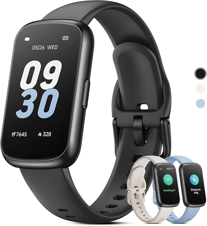 TIFOZEN Health Fitness Tracker Smart Watch with 24/7 Heart Rate, Blood Oxygen, Sleep Tracker, Pedometer, 3 Colorful Bands & 3ATM Waterproof Activity Tracker with Step Calorie Counter, Space Black