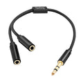 Quelong 1Pcs Headphone Splitter, Dual Headphone Nylon Braided Extension Cable, Hi-Fi Audios Stereo Y Splitter 3.5mm 2 Female 1 Male, Suitable for Phones, PS4, Amplifiers, Smartphones, Tablets,etc.