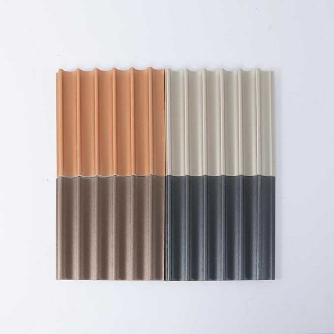 Art3dwallpanels 4 Pack Glossy Metal Finish WPC Soundproof 3D Wall Panels for Interior Wall Decor, Wavy Grain Panel Wall Slats, Sample