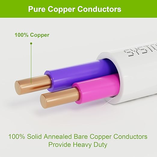 Syston Cable Technology 16/2 LED Lighting Dimmer Dimming Luminaire Control Wire Cable, 16 AWG 2 Conductors Solid Bare Copper Unshielded Plenum Rated CMP CL3P FT6, for Ballast Wiring and Connection