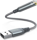 MCSPER 2-Pack USB to 3.5mm Jack Audio Adapter,External Sound Card USB-A to Audio Jack Adapter with Aux Stereo Converter Compatible with Headset, Desktops, PC Windows,Laptop Mac,Linux,and More Device