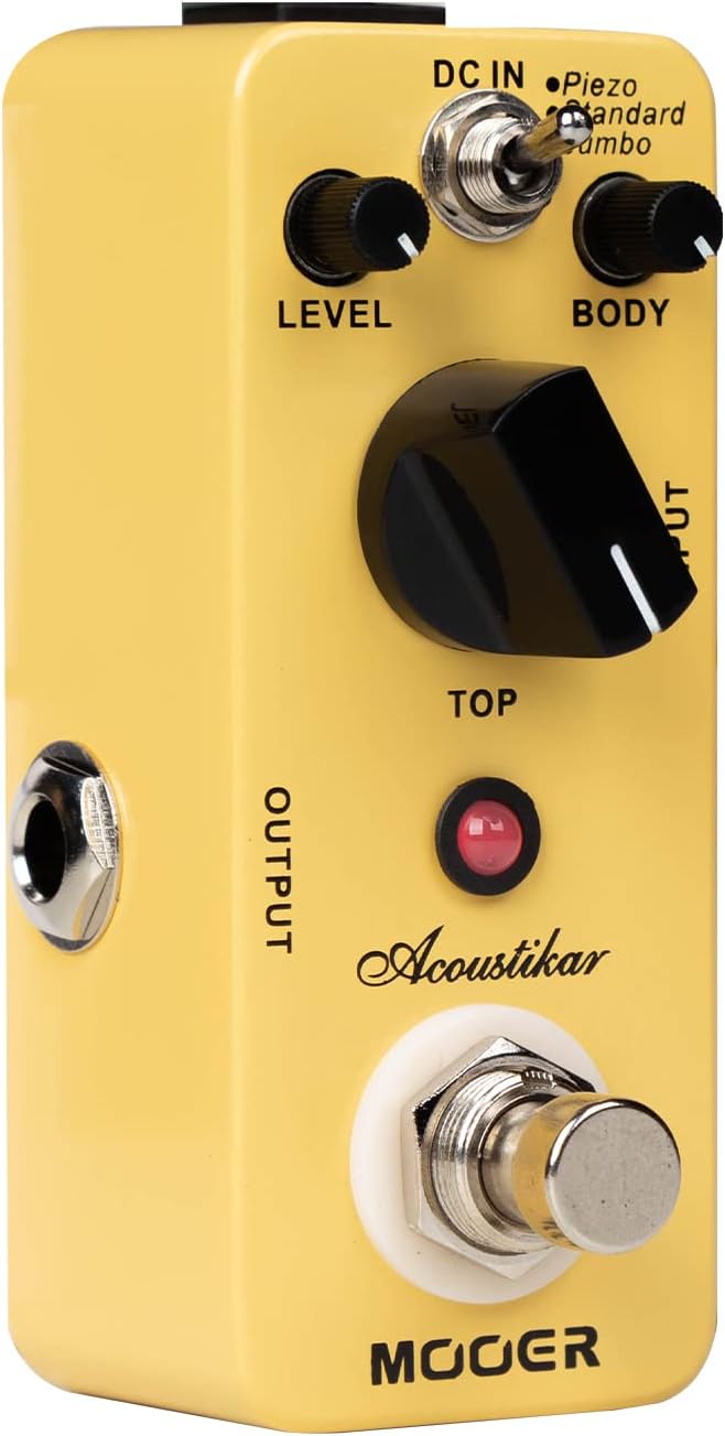MOOER Acoustikar Acoustic Guitar Pedal Simulator Pedal, 3 Modes Piezo/Standard/Jumbo, Nature and Smooth Acoustic Guitar Sound
