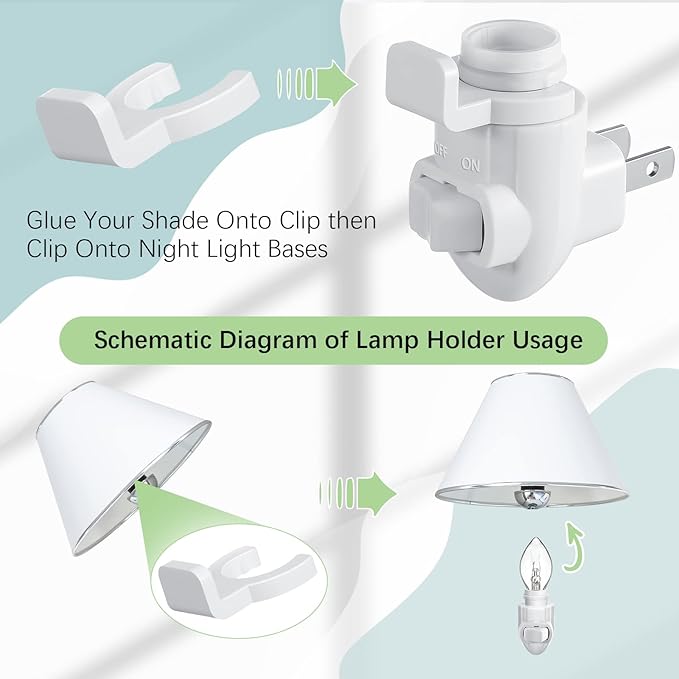 Tuanse 50 Sets Plug in Night Light Module Night Light Base with Shade Mounting Clip Plastic Lights Rotating Base for Making Your Own Decorative (White)