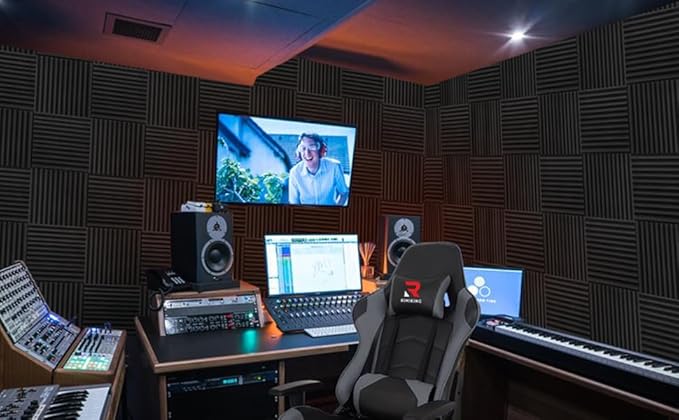 HWLIYUTAI 52 Pack Acoustic Panels 1 X 12 X 12 Inches - Studio Foam Wedges High Density Panel Soundproof Foam for Walls - Home Office