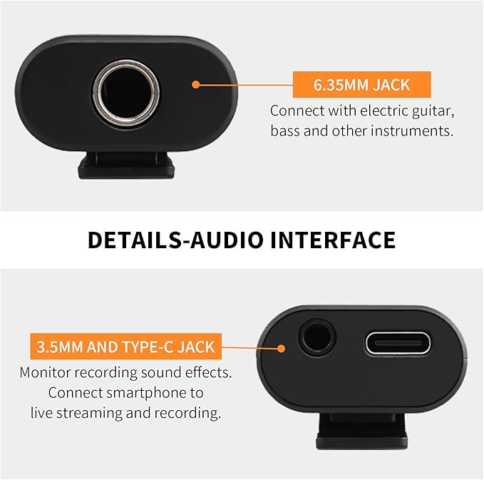 JOYO Guitar Audio Interface Pocket Internal Recording Sound Card with Type-C and Lightning for Phone Portable and Lightweight Plug & Play (MOMIX CAB)
