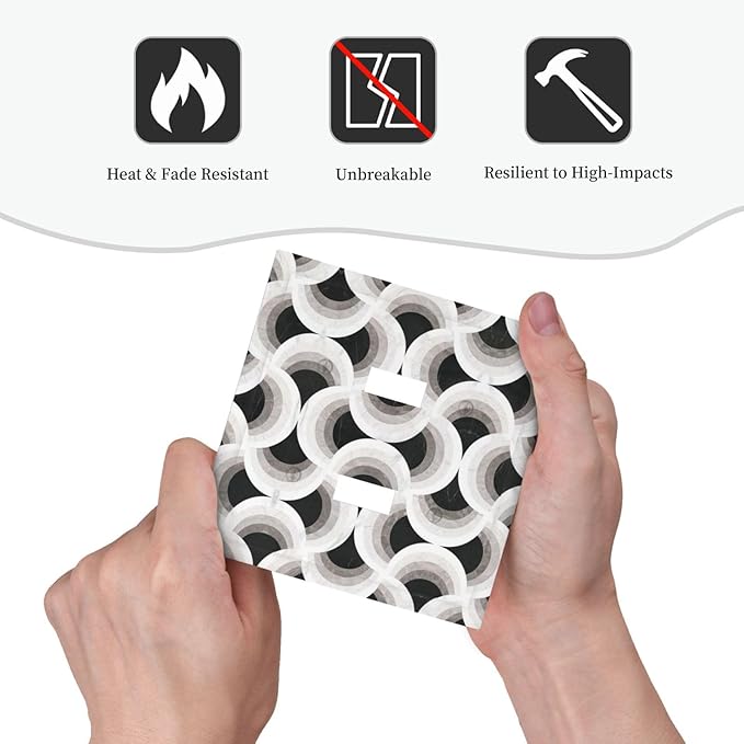 Bvtewkhz Black/White Art Marble 2 Gang Double Toggle Decorative Light Switch Covers Electrical Faceplate Switch Plates for Bathroom Kitchen Home