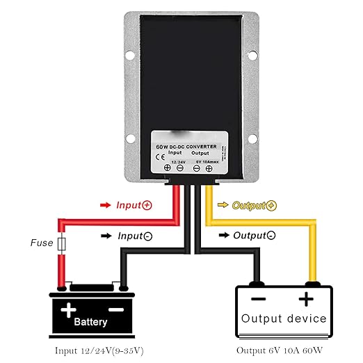 MGGi DC/DC Voltage Reducer Converter 12V 24V Step Down to 6V 10A 60W, Power Supply Module Buck Transformer, Waterproof, for Golf Cart, Forklifts, Car