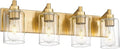 METWET 4-Light Bathroom Light Fixtures, Brushed Gold Vanity Light with Cylinder Clear Glass Shade, Modern Vanity Lighting Fixtures Over Mirror, VL143-BG-4