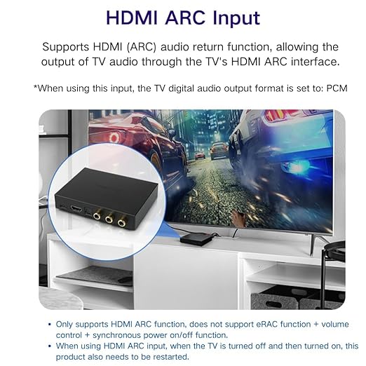 SMSL PS100 Digital to Analog Audio Converter, USB/Optical/Coaxial/HDMI ARC to Stereo L/R RCA Output DDC Digital Toslink SPDIF 192kHz DAC Converter for PS5/HDTV/DVD/Blu-Ray Players/Home Cinema Systems