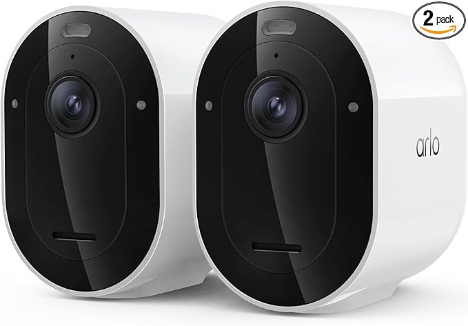 Arlo Pro Security Camera 2K HDR (6th Gen, 2025 Release) - Wireless Outdoor Camera, Rechargeable Removeable Battery, Event Captions, Emergency Response, 1-Month Trial of Secure Plan, 2 Cam, White
