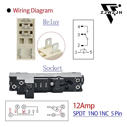 6Pcs 12 Amp Power Relay Switch Electromagnetic with Test Button 110V 120V AC SPDT 1NO 1NC Socket Base with LED Light UL Certification