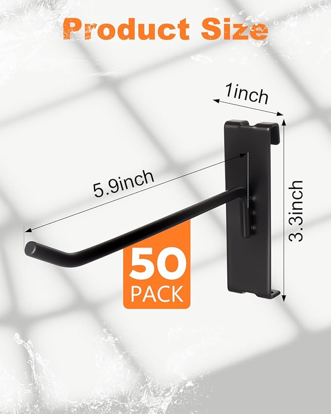 Alffun 50 Pack Gridwall Hooks, 6 Inch Metal Display Hanging Hooks, Heavy Duty Grid Wall Panels Accessories for Retail, Craft Shows, Garage Storage, and Home Organization, Black