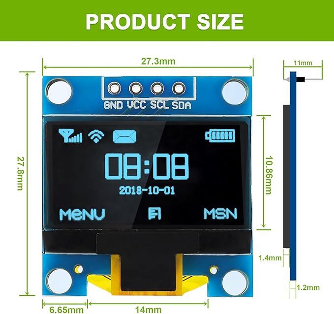 EPLZON 5 Pack 0.96 inch OLED IIC Display Module 128x64 Pixel Mini Self-Luminous Display Screen Board for Arduino Projects Raspberry Pi with Wire(Blue)