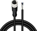 Lonlonty M8 Cable 3 Pin 6.5Ft/2M Female A Coding Circular Connector Cable Shielded IP67 Waterproof Single End Cable A Code