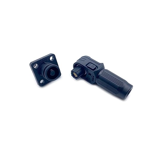 100A Battery Energy Storage Connector, 16mm² High Current Connectors IP67 Waterproof Stud Wiring Power Adapter Quick Plug Terminal Right Angle Plug and Socket (1000V Black)